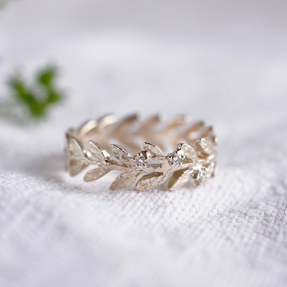 Olive leaf diamond ring [R002K10/K18] 1枚目の画像