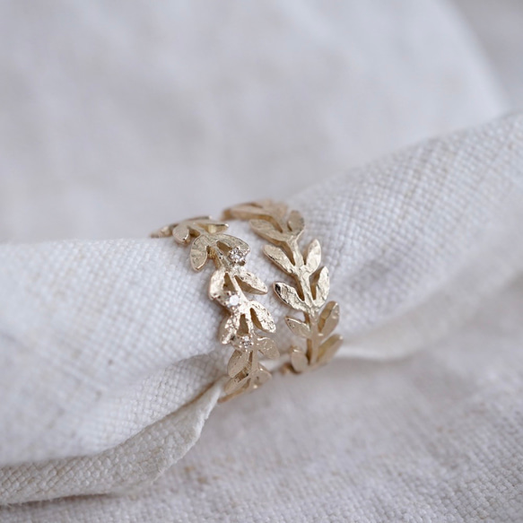 Olive leaf diamond ring [R002K10/K18] 6枚目の画像