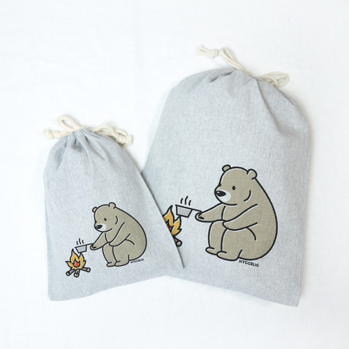 シェラカップ マシュマロベア 巾着袋 焚火 アウトドア キャンプ クマ