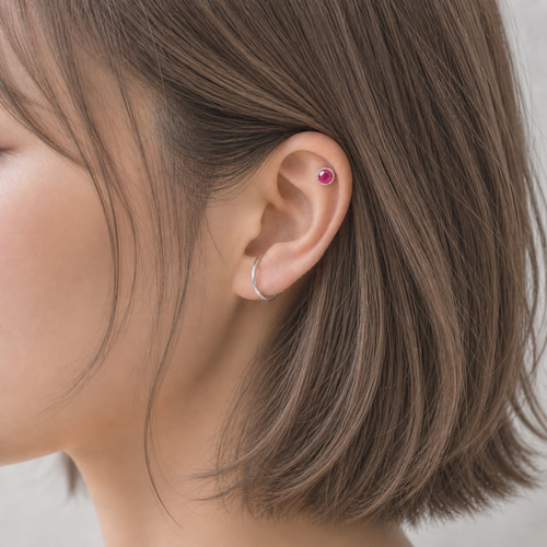 フューシャピンク カルセドニー ローズカット加工 ボディピアス ピンク