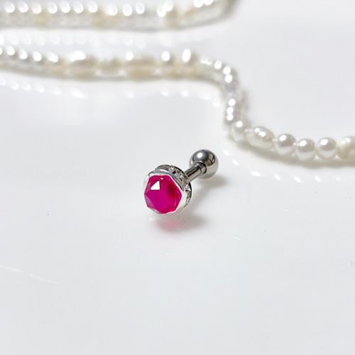 フューシャピンク カルセドニー ローズカット加工 ボディピアス ピンク