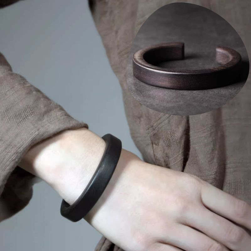 シンプルな黒檀のバングル - メンズ・レディース問わず 0098