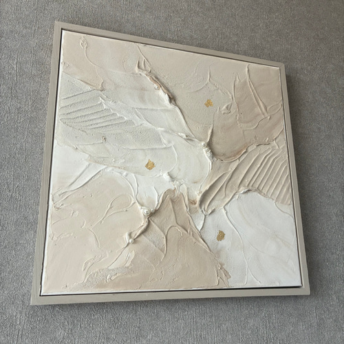 現代アート 35×35㎝ テクスチャーアート フレーム付き インテリア