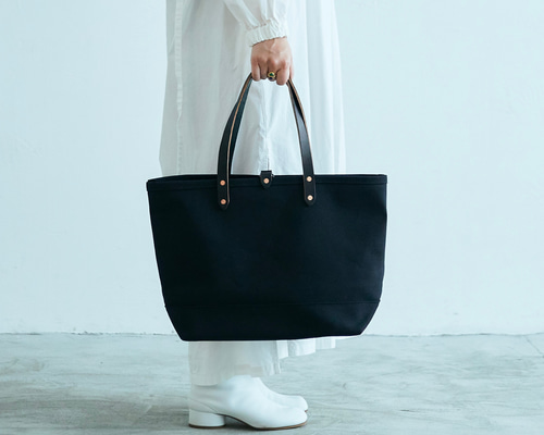 倉敷帆布 トートバッグ ブラック M レディース メンズ レザー