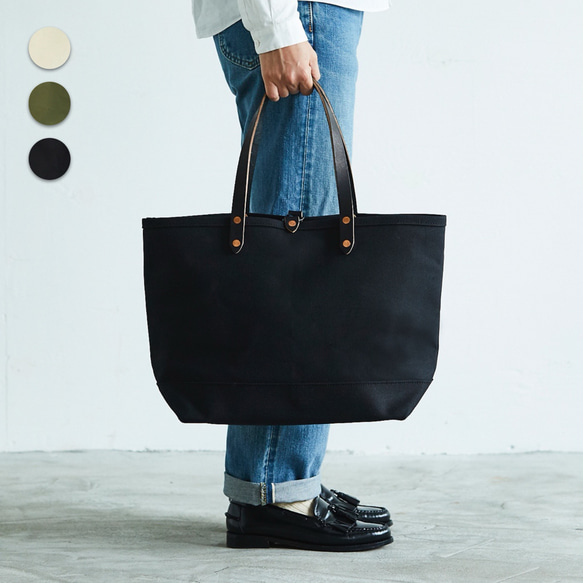 倉敷帆布 トートバッグ ブラック M レディース メンズ レザー