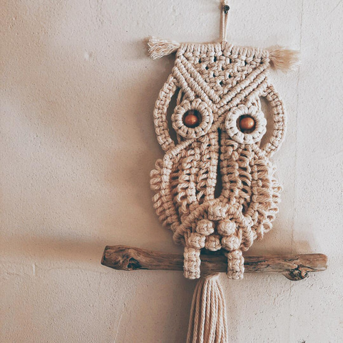 マクラメタペストリーフクロウ【受注後制作】