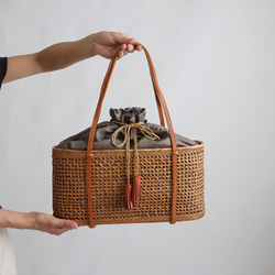本象牙 アイボリーカービング「花かご/flower basket」 かごバッグ