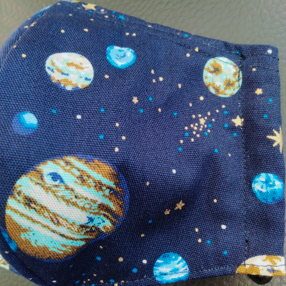 ワイヤー入り　ポケット付き　立体　大人　マスク　惑星　宇宙　土星　流星　流れ星　彗星　星　地球　自然　柄　布　ガーゼ 5枚目の画像