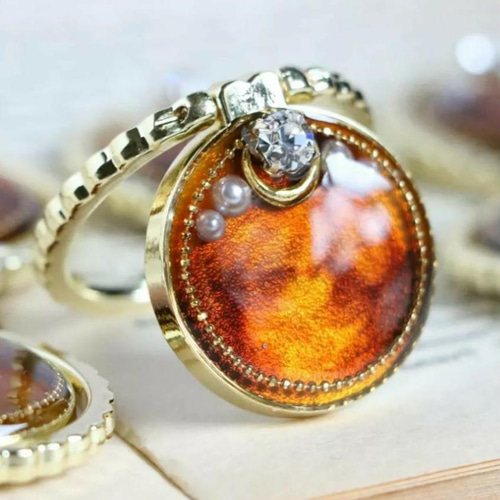 大人可愛い べっ甲風 パールスマホリング スマホケース・カバー Cupit  