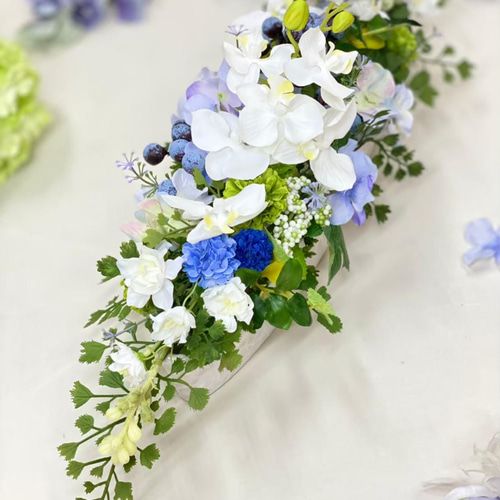 胡蝶蘭アレンジ 横長アレンジ テーブル装花 テーブルセンター アーティ