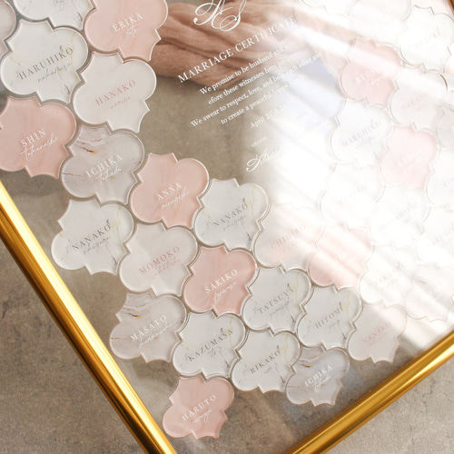 ✨特集掲載！モロッカンタイル風 ゲスト参加型 アクリル結婚証明書 A4