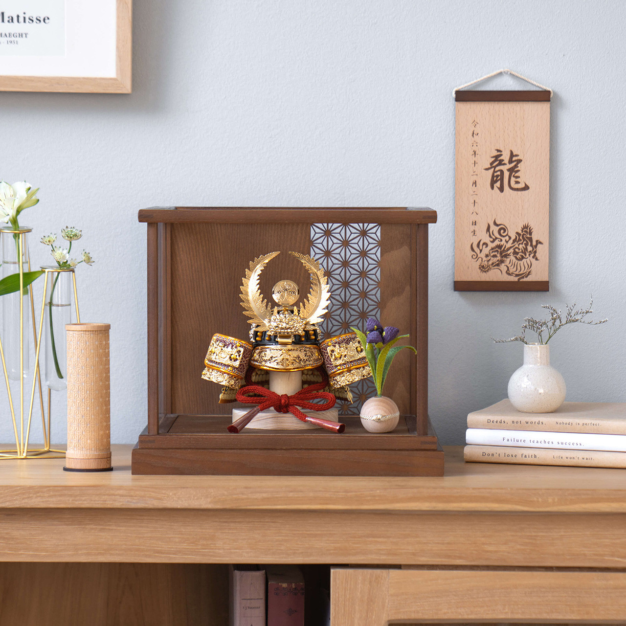 KOTO×悠雅コラボ兜（0591）（徳川家康）ケース型（ブラウン）｜コンパクトな五月人形｜節句兜