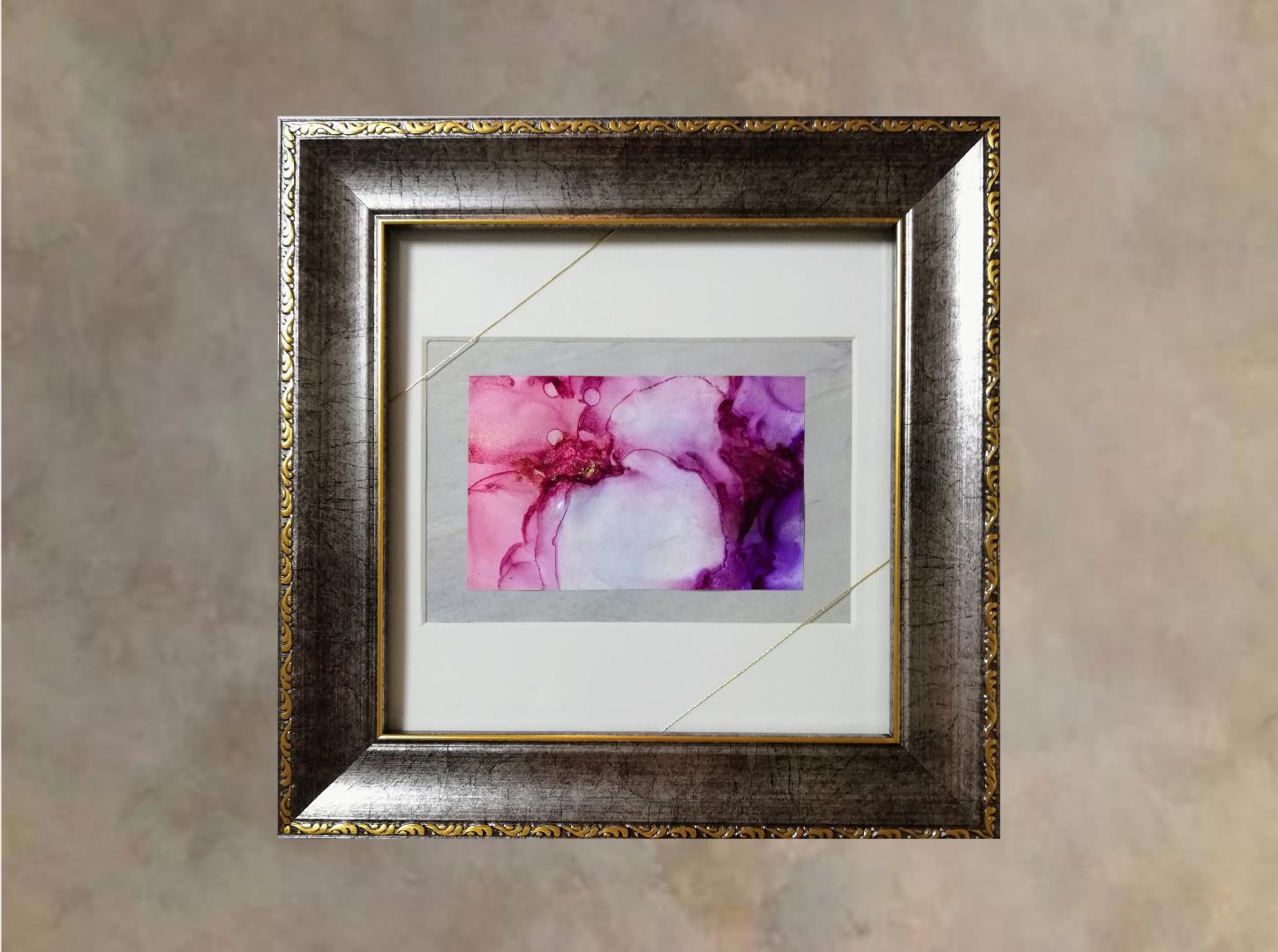 『two as one』アルコールインクアート インテリア フラワー アート 花 絵