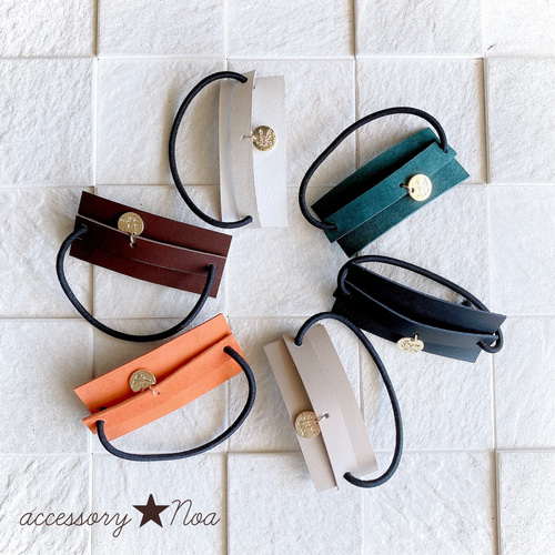 ❤700 本革 編み込み ヘアゴム レザー ヘアアクセサリー レザー