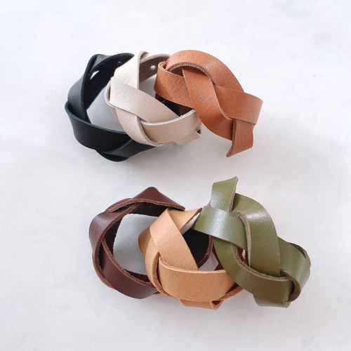 ❤700 本革 編み込み ヘアゴム レザー ヘアアクセサリー レザー