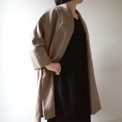 <全14色ふわふわ軽くて柔らかい肌触り❤️ >Double gauze   long cardigan  利休色 6枚目の画像