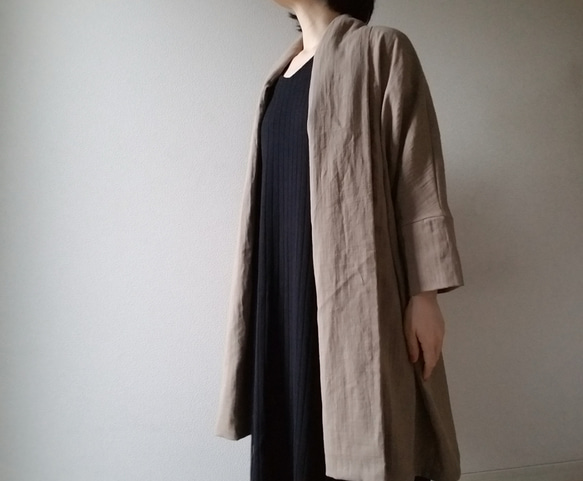 <全14色ふわふわ軽くて柔らかい肌触り❤️ >Double gauze   long cardigan  利休色 7枚目の画像