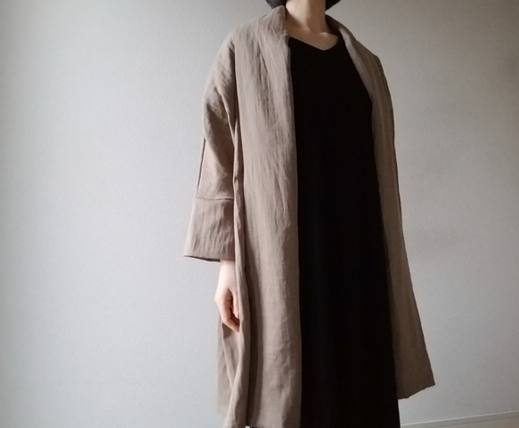 <全14色ふわふわ軽くて柔らかい肌触り❤️ >Double gauze   long cardigan  利休色 4枚目の画像