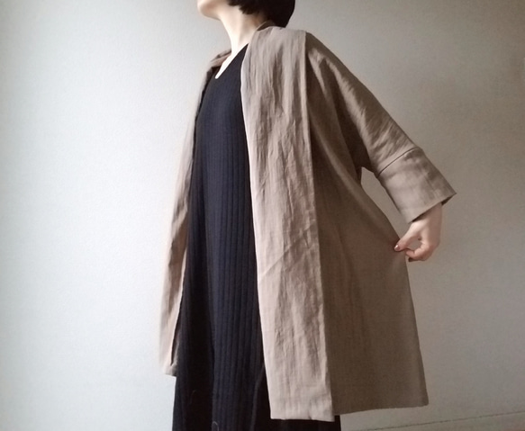 <全14色ふわふわ軽くて柔らかい肌触り❤️ >Double gauze   long cardigan  利休色 1枚目の画像