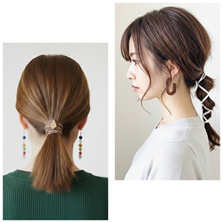 ❤400 2点目から300円 ☆ 紐2本のポニーフック 革紐 紐アレンジ その他