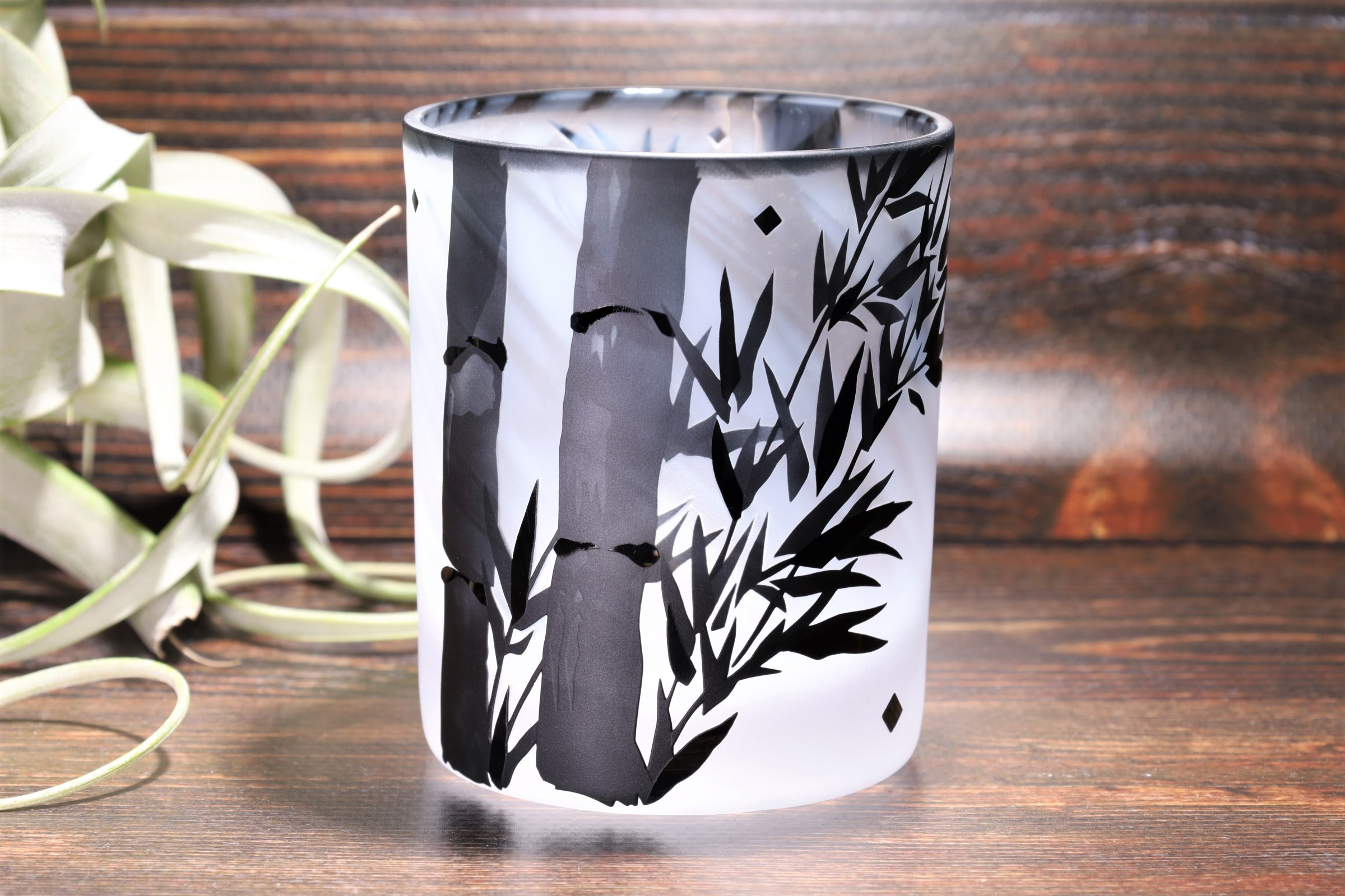 竹のロックグラス 黒　～流れ雲シリーズ～4