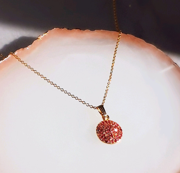 天然ピンクサファイア コインネックレス【14kgf】天然石◇ゴールド 