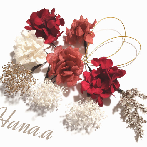 プリザーブドフラワー髪飾り ドライフラワー髪飾り 結婚式髪飾り 前