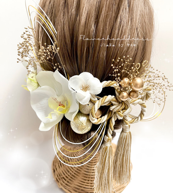 髪飾り　成人式　結婚式　卒業式　振袖　袴　和装　七五三　753 ♡ホワイト＋ゴールド♡ 5枚目の画像