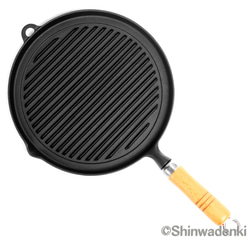 岩鑄 南部鐵器 烤盤 24.5cm 附木柄 IH對應 日本製 第2張的照片