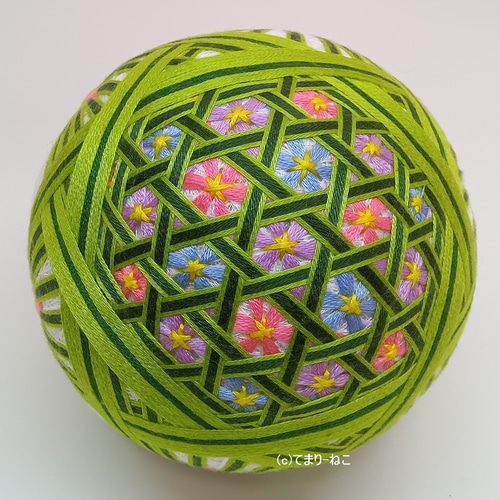 手毬猫の店 てまり「桃」緑地10cm 手まり 手毬 手鞠 四季の