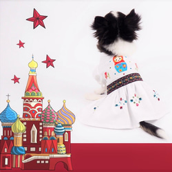ワンピース ドレス カジュアル マトリョーシカ アップリケ 小型犬用 犬服 猫服 ペット P86 5枚目の画像