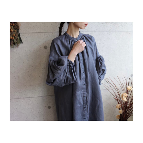 *Zimmermann*リネン フラワーシャツワンピース ボリューム袖 Zimmermann*リネン フラワーシャツワンピース ボリューム袖