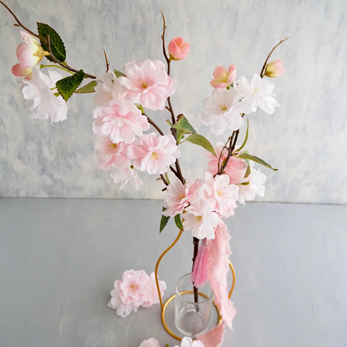 ふんわりサクラ】｜アーティフィシャルフラワー 花瓶アレンジ| 春