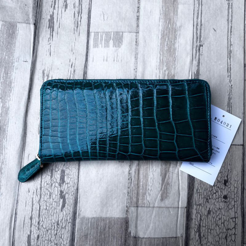 クロコダイル 財布 グリーン No4021 シャイニングクロコ メンズ