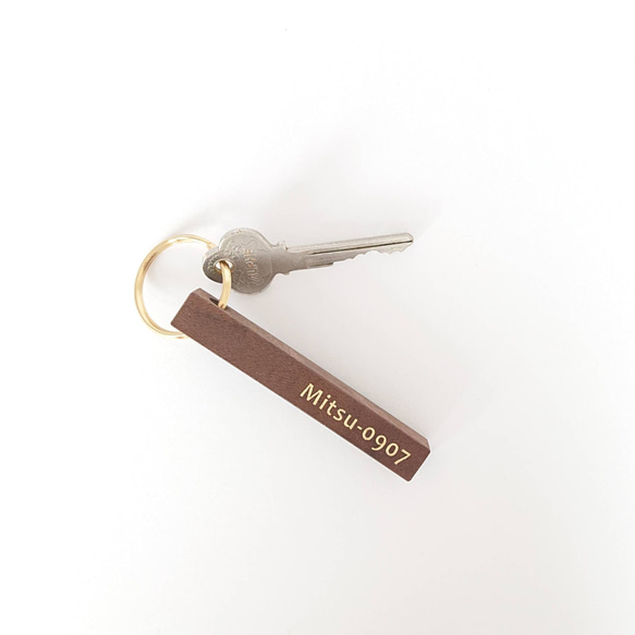 【gold walnut key ring】 キーホルダー キーリング 木 木製  名入れ 木婚式 刻印 クリスマス 5枚目の画像