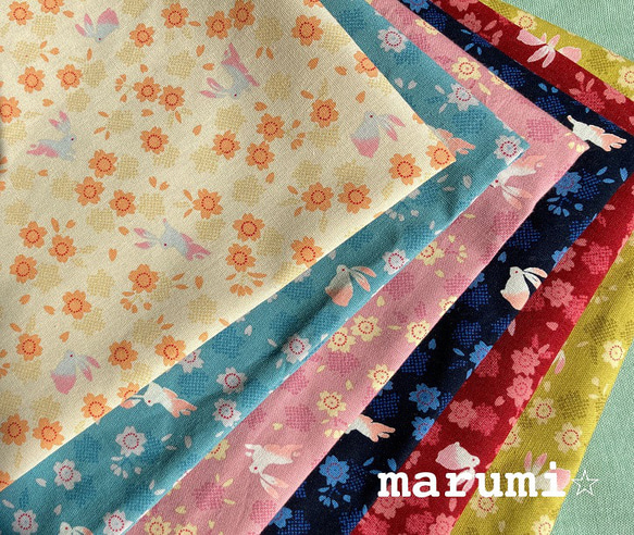 うみまる様 108×10☆シーチング綿プリント生地☆和柄☆うさぎ☆全5色 生地