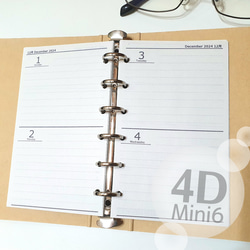 ミニ6 見開き4日間日記帳 2025-2026 システム手帳リフィル M6 mini6