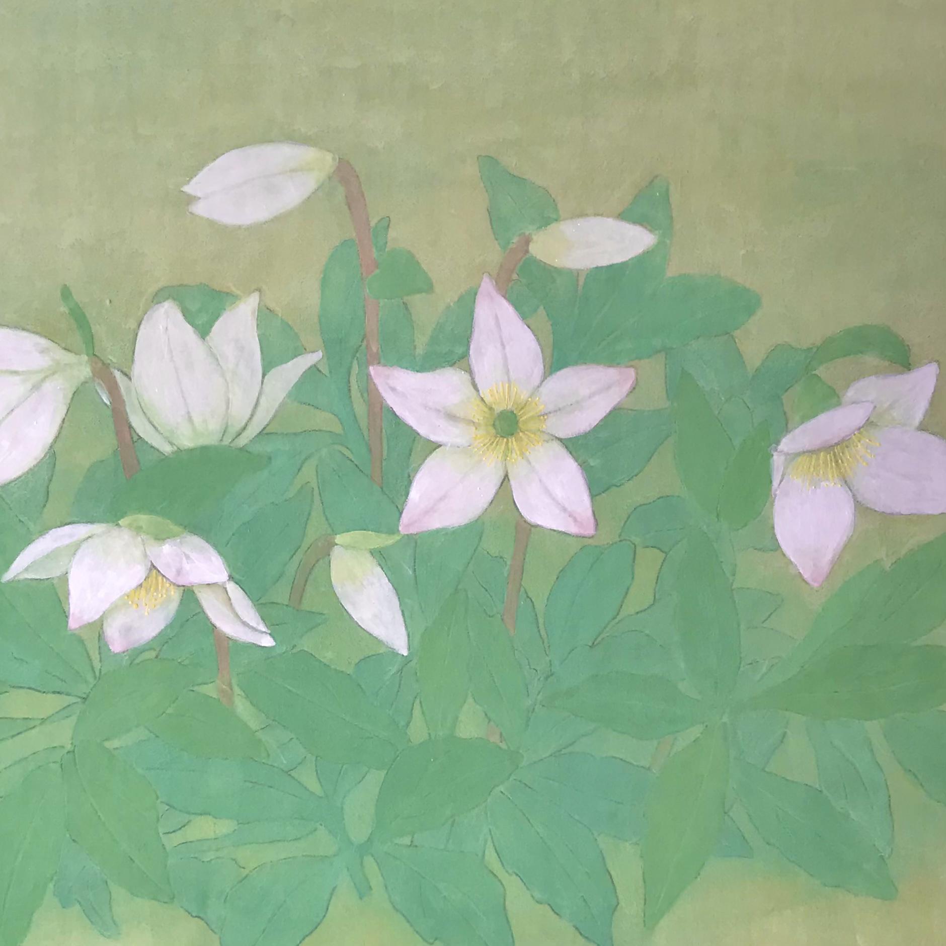 花 絵 植物画 癒し 優しい 額入り 日本画 『クリスマスローズ』 絵画