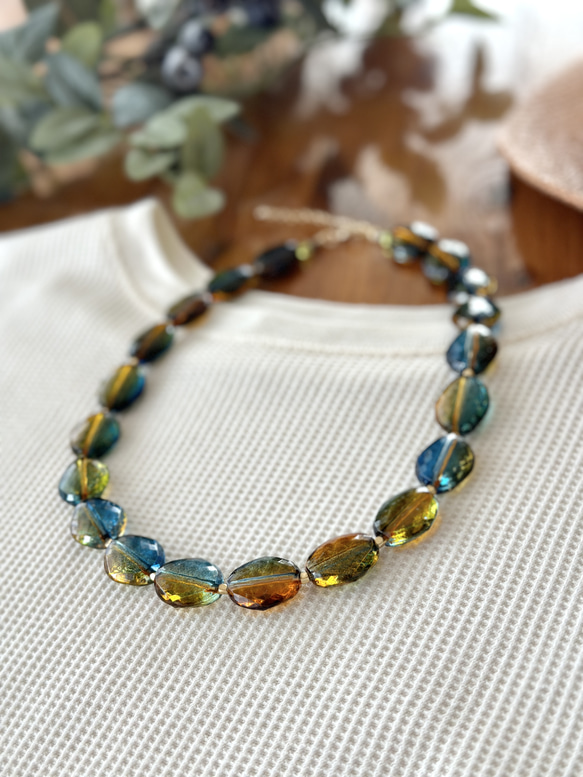 再販2025【Necklace Green forest】森林色のネックレス 夏　特集掲載 6枚目の画像