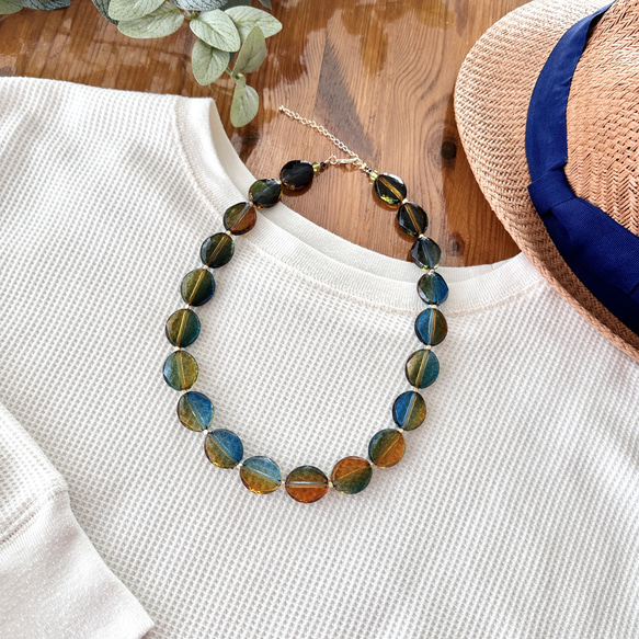再販2025【Necklace Green forest】森林色のネックレス 夏　特集掲載 8枚目の画像