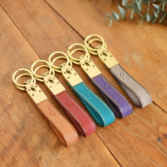 ★お得なペアセット★ 選べるカラー＆名入れ対応！こだわり金具の本革キーホルダー（たつのレザー） 16枚目の画像
