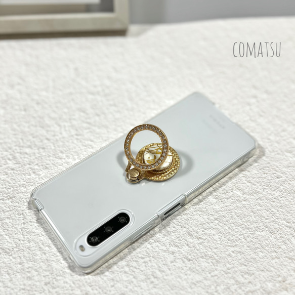[全機種対応]キレカワAuroraWHITE リング付きスマホケース バンカーリング付きスマホカバー 6枚目の画像