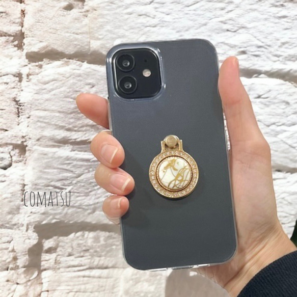 [全機種対応]キレカワAuroraWHITE リング付きスマホケース バンカーリング付きスマホカバー 8枚目の画像