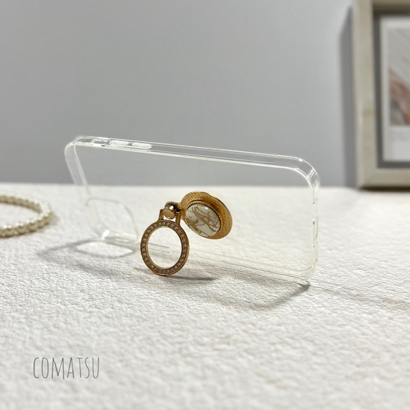 [全機種対応]キレカワAuroraWHITE リング付きスマホケース バンカーリング付きスマホカバー 4枚目の画像