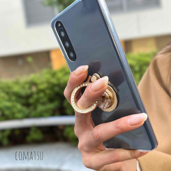 [全機種対応]キレカワAuroraWHITE リング付きスマホケース バンカーリング付きスマホカバー 7枚目の画像