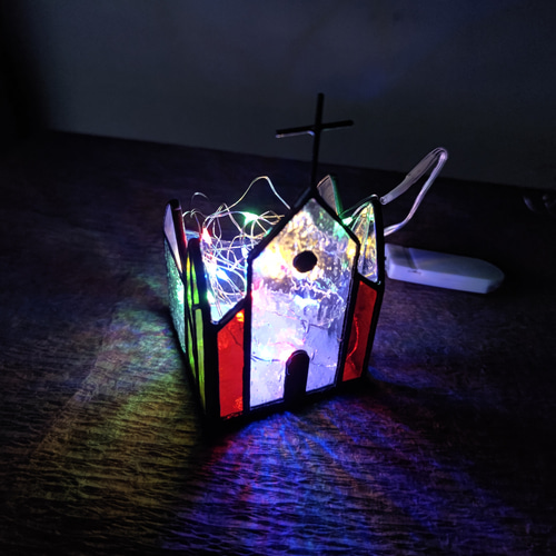 ステンドグラスのキャンドル No.1 赤の教会 キャンドル・キャンドル