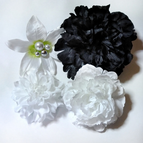 白×黒×金 花魁 簪かんざし付き 点フルセット  成人式 花魁飾り