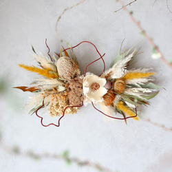 ドライフラワーの壁掛けアレンジメント/横長スワッグ/横向きスワッグ