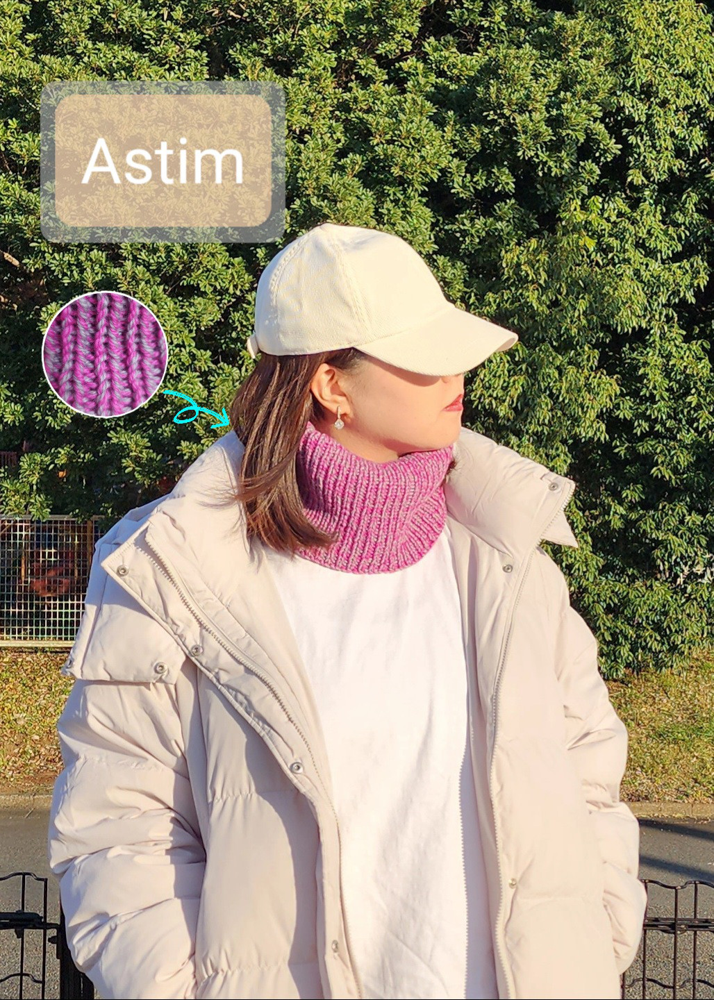 E118M【バレンタインギフト】ピンク×グレーの華やかミックスカラー/メリノウール100％のネックウォーマー【送料無料】
