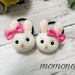 うさぎのヘアゴム（リボン_黄緑） ヘアゴム momonoki 通販 2255703